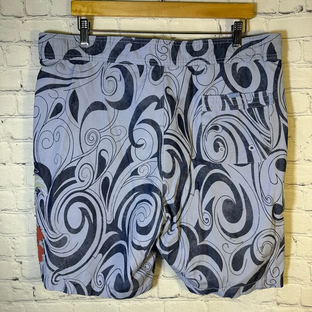 Tommy Bahama Relax Board Shorts Blue Swirl Hibiscus Floral‎ Swim Trunks Large